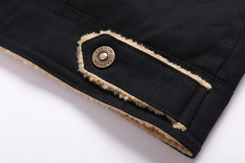 Jacket Men Solid Coat Turn Down Collar Single Breasted Full Sleeve Slim Fit Work Casual Pocktes Thick Warm Jackets Autumn Winter