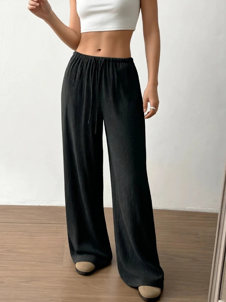 Summer Thin Texture Loose Pants Women High Waist Wide Leg Pants Women Casual Lazy Style Comfortable Breathable Trousers Women
