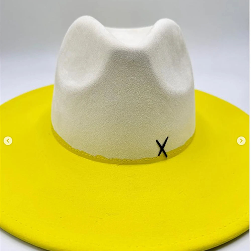 Suede Fedora Painting Felt Hats for Men and Women, Hand Sewn Fedora Adjustable Fall Winter Fashion Party Hats and Gifts