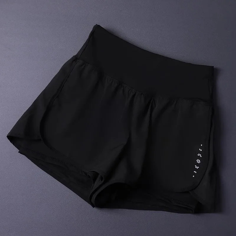 Women's 2 in 1 Shorts with Pockets - Lightweight Breathable Loose Anti-Disclosure Split Side for Yoga Running Gym
