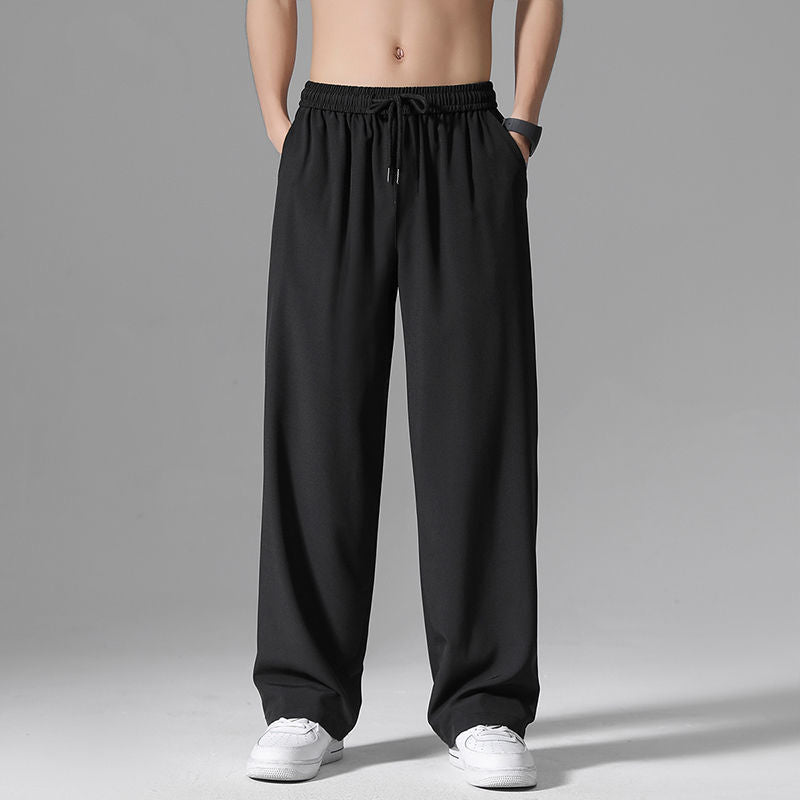 Ice Silk Pants Men's Summer Trousers Men's Trend Loose Straight Thin Casual Pants All-match Breathable Sports Pants Men
