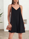 Plus Size Ladies Backless Cami Dress V-Neck Spaghetti Casual Beach Short Dresses