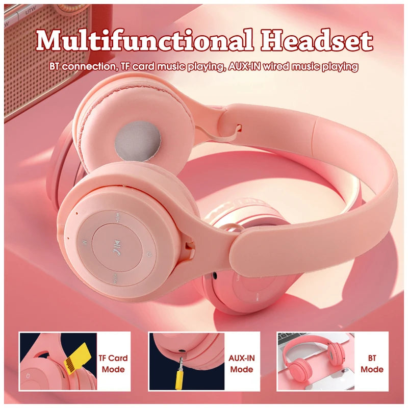 Y08 Wireless Bluetooth Headphone  Macaron Headphones Stereo Headband Gaming Headset with Mic Gamer Girl Gift for Mobile Tablet