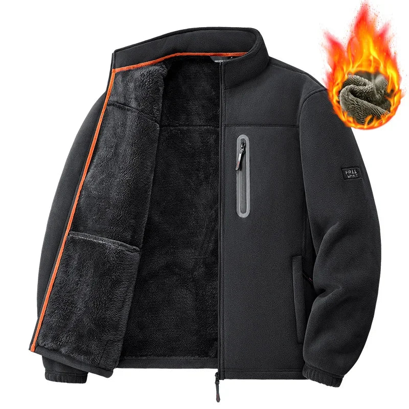 Winter Jacket Men's Fleece Jacket Winter Thickened Zip Up Coat Outdoor Thermal Warm Fleecewear For Sports Men's Winter Jacket