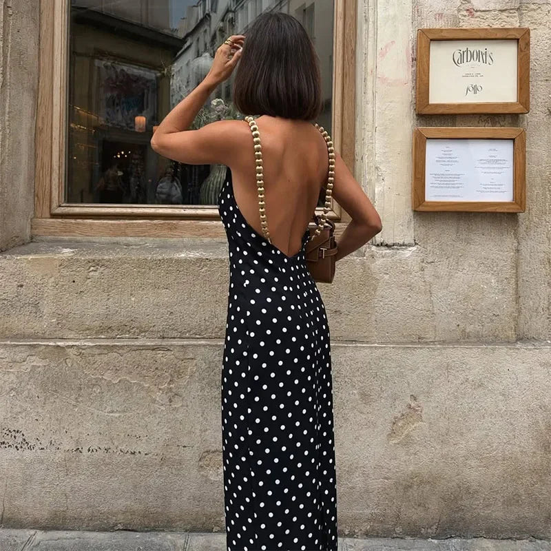 Sexy Bead Strap Maxi Dresses Women's Slim Sleeveless Backless Waist-cinching Hip-wrap Dress 2026 New Ladies Summer Evening Grown
