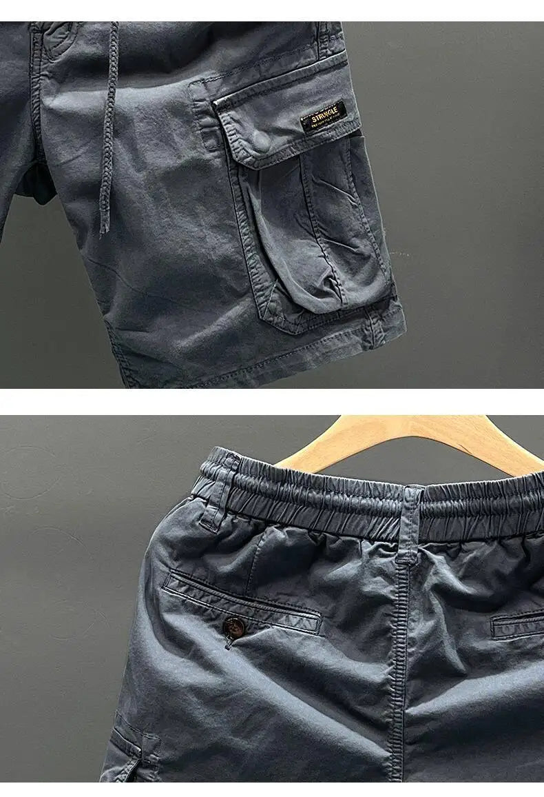 Summer Outdoor Casual Workwear Shorts Men's Multi-Pocket Large Size Loose Retro Dirt-Resistant Versatile Five-Quarter Pants