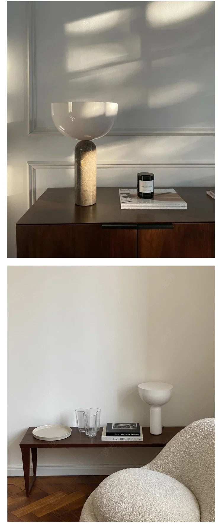 LED Minimalist Touch Mushroom Lamp Designer Marble Table Light Study Room Office Desk Lamp  Living Room Bedroom Beside Lamp