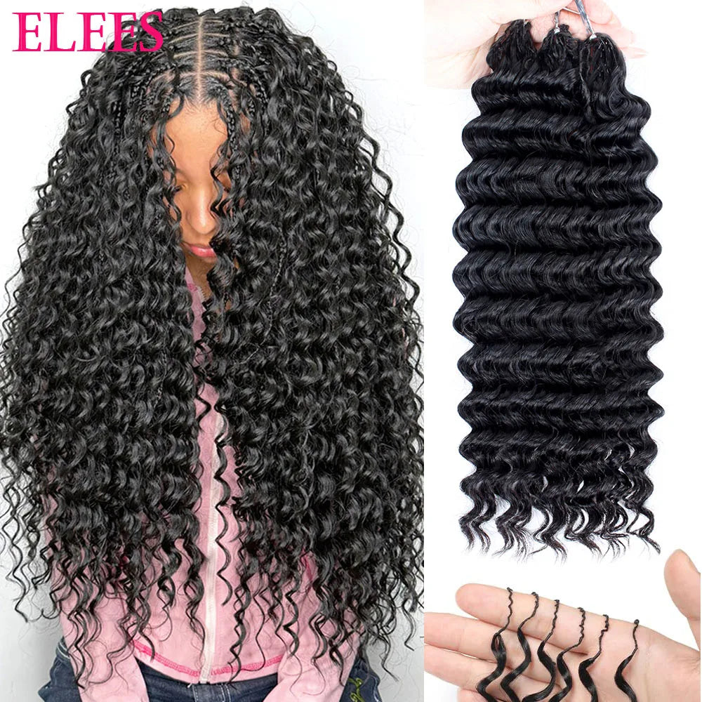 Pre-divided Bulk Hair for Braiding Deep Wave Crochet Human Hair Knotless Miracle Knots Hair Extensions Boho Braids Invisible