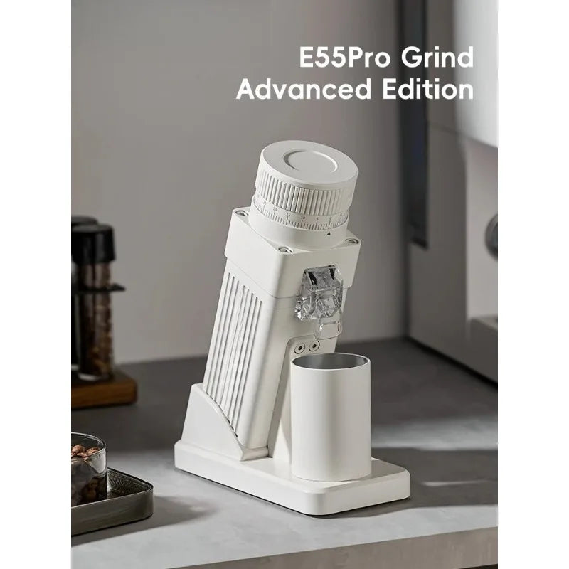 Electric Coffee Grinder 55MM Espresso Cone Burr Stepless Fineness Adjustment Brew Bean Grinder Black White