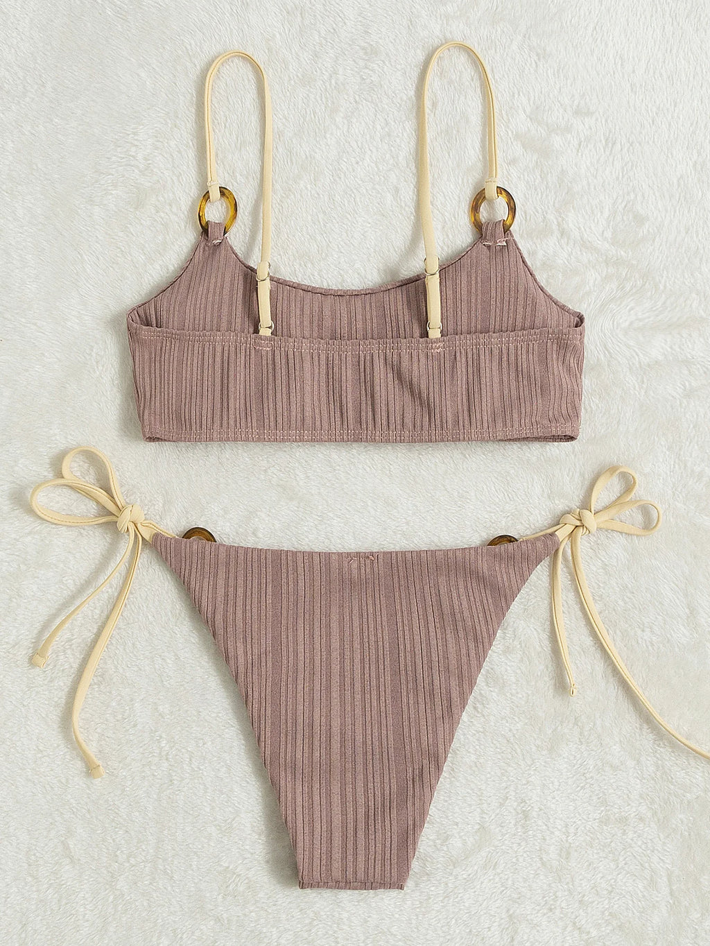 Sexy Ribbed Bikini for Women, Push Up Swimwear, Female Bikinis Set, Beachwear with Straps, Brazilian Bathing Suits, Swimsuits