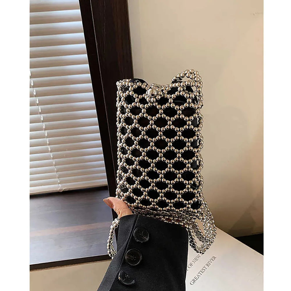 Pearl Bag Women Luxury Design Mini Phone Single Shoulder Bags Beading 2025 New Summer Chains Crossbody Bag for Wallet Daily Pack
