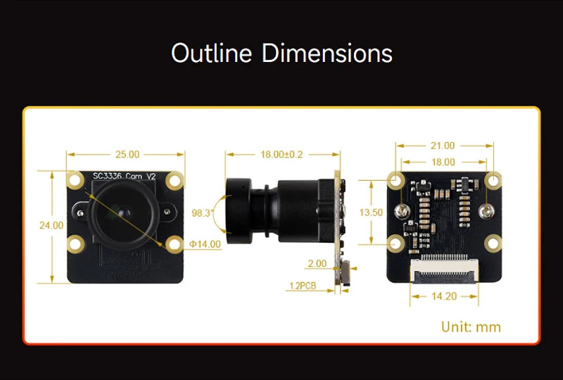 LuckFox Pico Camera SC3336 3MP Camera Module (B) High Sensitivity Low Light Performance Compatible LuckFox Pico Series Board
