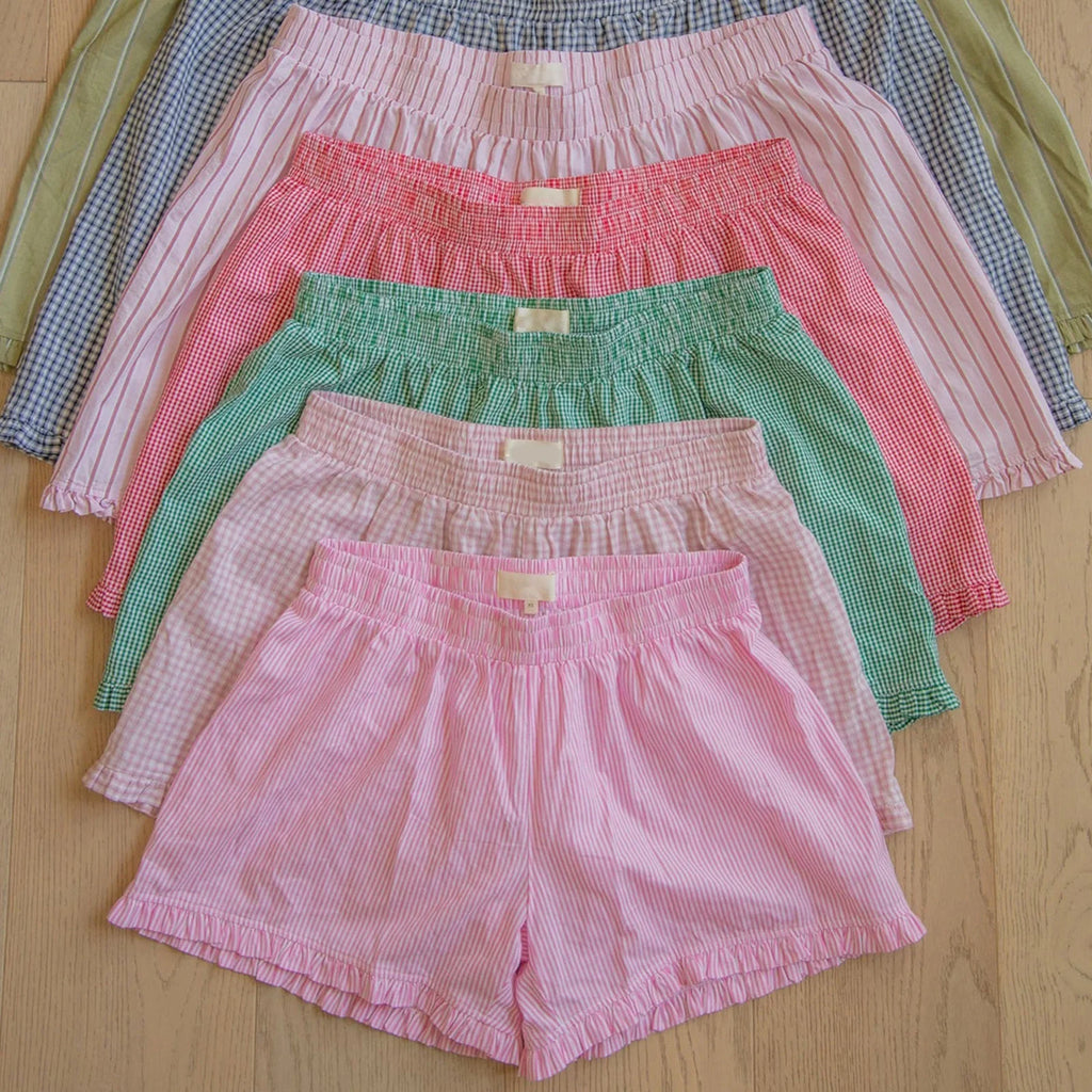 Boxers for Women Y2K Aesthetic Elastic Waist Striped Plaid Print Pajama Shorts Teen Girls Summer Cute Lounge Bottoms Sleepwear