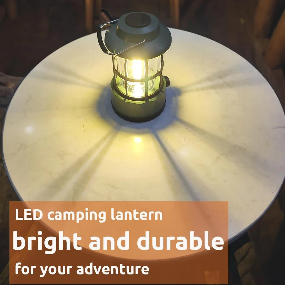 LED Camping Lantern, Vintage Metal Camp Light, Camping Lights, Portable, Outdoor Tent Bulb, Outages
