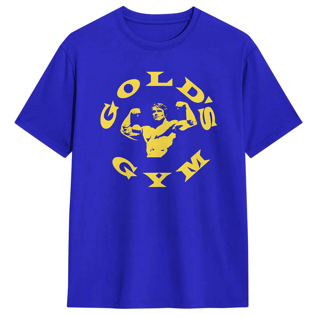 Men T-Shirts Arnold Schwarzenegger Golds Gym Casual 100% Cotton Tees Short Sleeve  T Shirt Crew Neck Tops 6XL