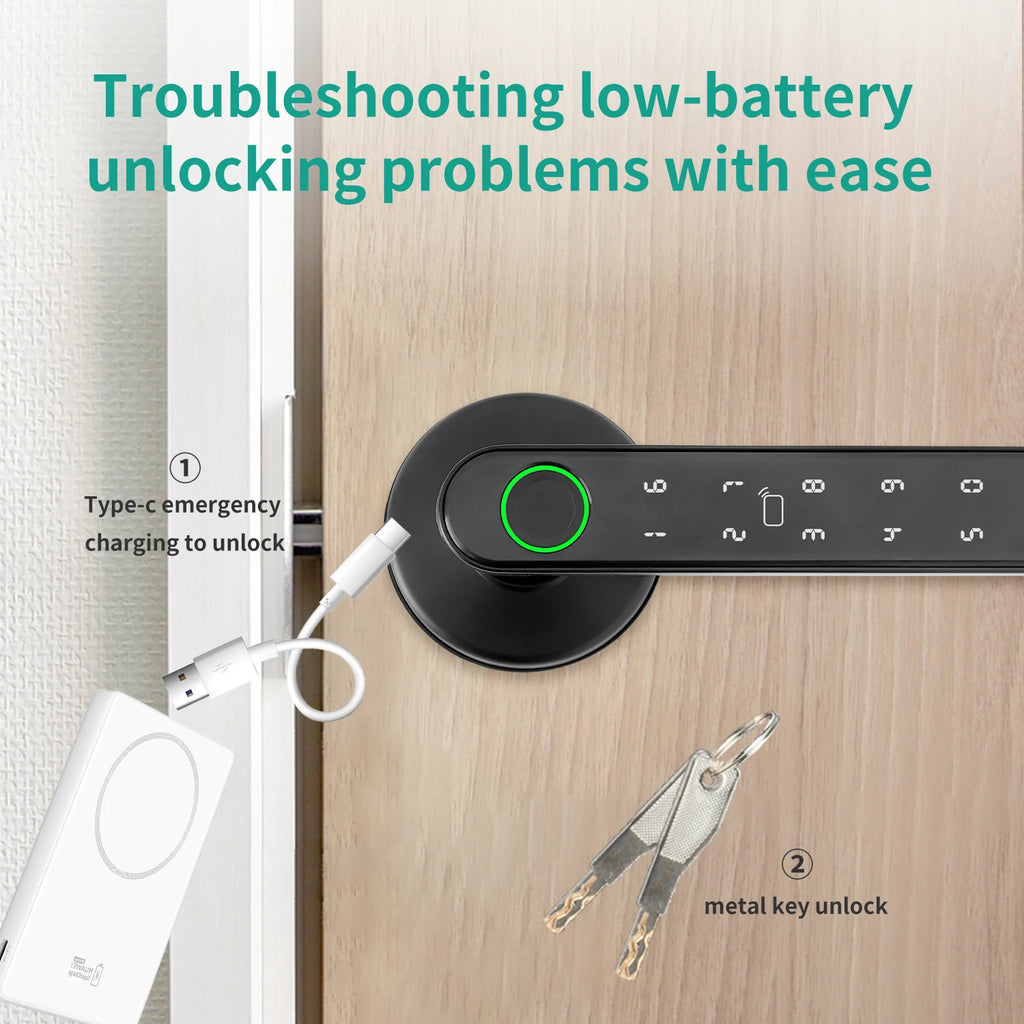 Electronic Lock With Fingerprint Password IC Card Unlock APP Remote Control Smart Door Locks Tuya Smart Home Security