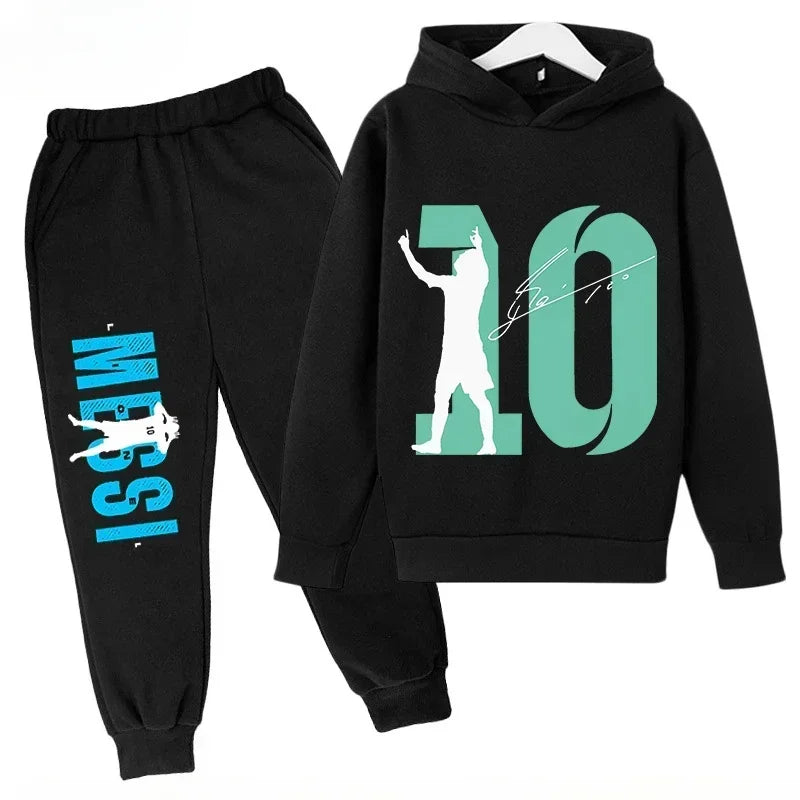 Spring Autumn Children's Set Sports Messi Print Hoodie Set Pants Suit 2pcs Set Boys Girls Kid Clothing Casual Fashion Tracksuit