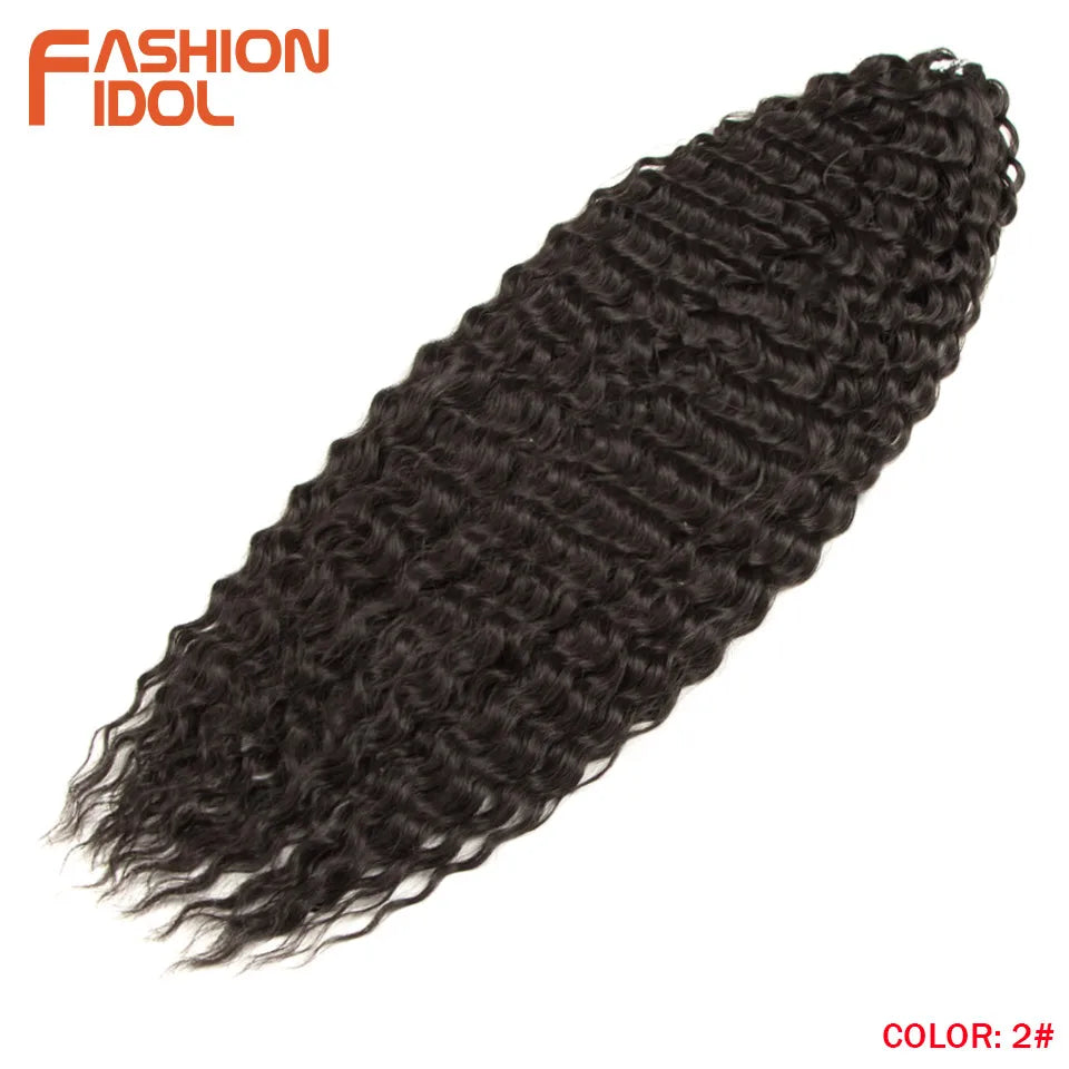 FASHION IDOL 24 Inch Ariel Hair Synthetic Crochet Curly Hair Water Wave Braid Hair Ombre Pink Deep Wave Braiding Hair Extensions