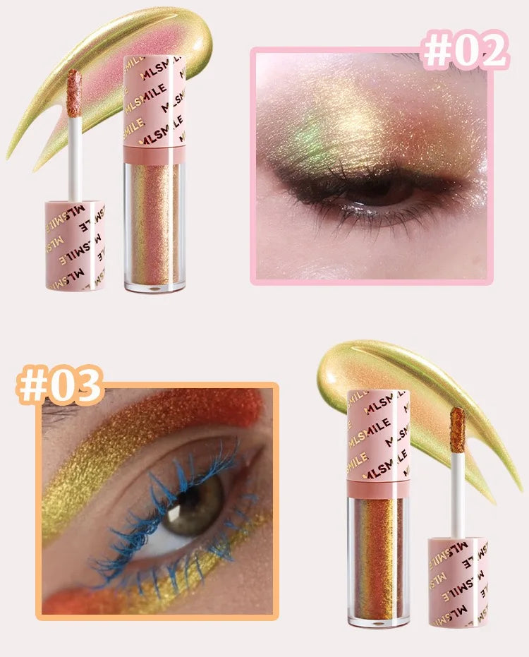 Gold Purple Chameleon Liquid Eyeshadow Pearlescent Fine Shimmer Quick Drying Eye Shadow Polarized Brightening Stage Eye Makeup