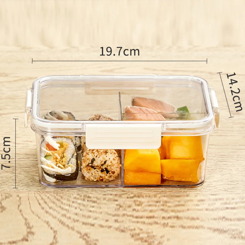 Portable Lunch Box for Kids School Microwave Transparent Bento Box with Compartments Salad Fruit Food Sealed Jar Container Box