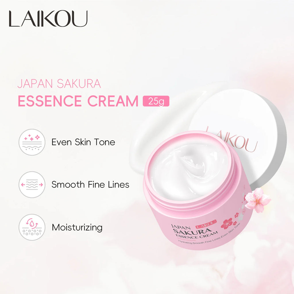 LAIKOU Japan Sakura Essence Cream Cherry Blossom Facial Cream Heavy Moisturizer Hydrating Dry Rough Skin Face Care 25/60g ﻿