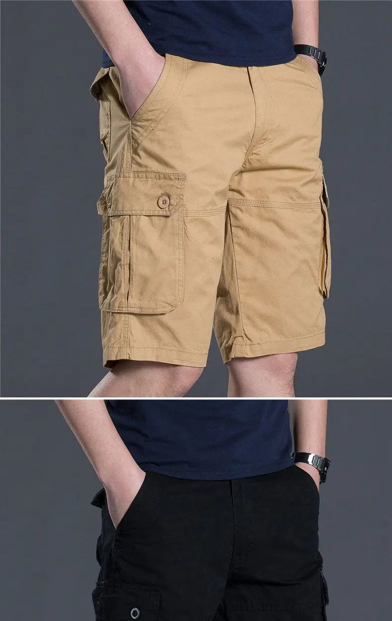 Summer Men Cotton Loose Cargo Shorts Streetwear Fashion Male Clothes Claret 4 Pockets Straight 5 Points Thin Casual Short Pants