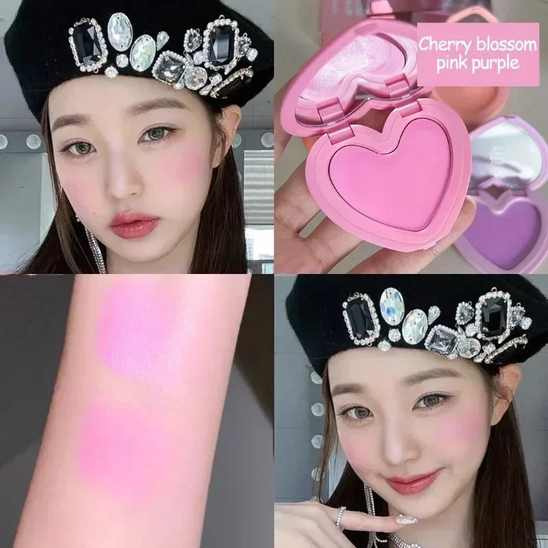 Love Air Cushion Powder Blusher with Mirror Red Rouge Matte Whitening Waterproof Makeup Cheek Tint Contour Peach Blush Cream