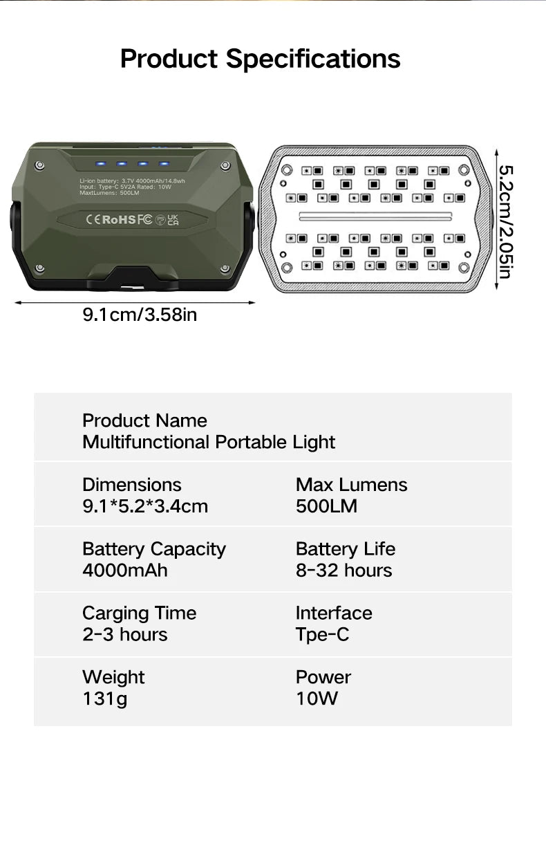 Outdoor Camping Lights, Portable Camping Tents, Camping Atmosphere Hanging Lights, Long-Lasting Rechargeable Lighting Fixtures