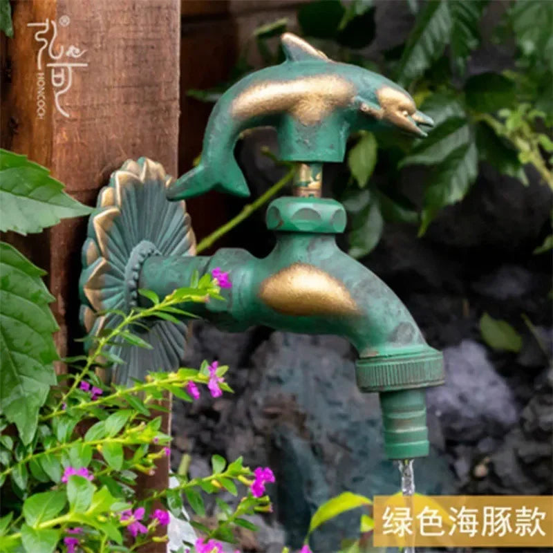 Bathroom Garden Faucet Antique Brass Kindergarden Wall Mount Animal Cold Water Faucet Basin Faucet