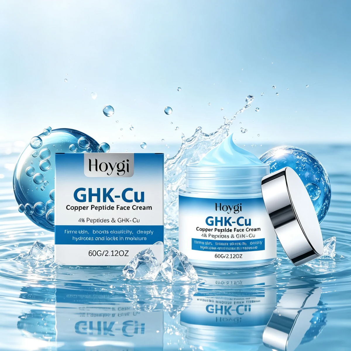 Hoygi Copper Peptide Face Cream Deep Hydration Firming Skin Plump Younger Looking Skin Tightening Anti Aging Facial Moisturizer