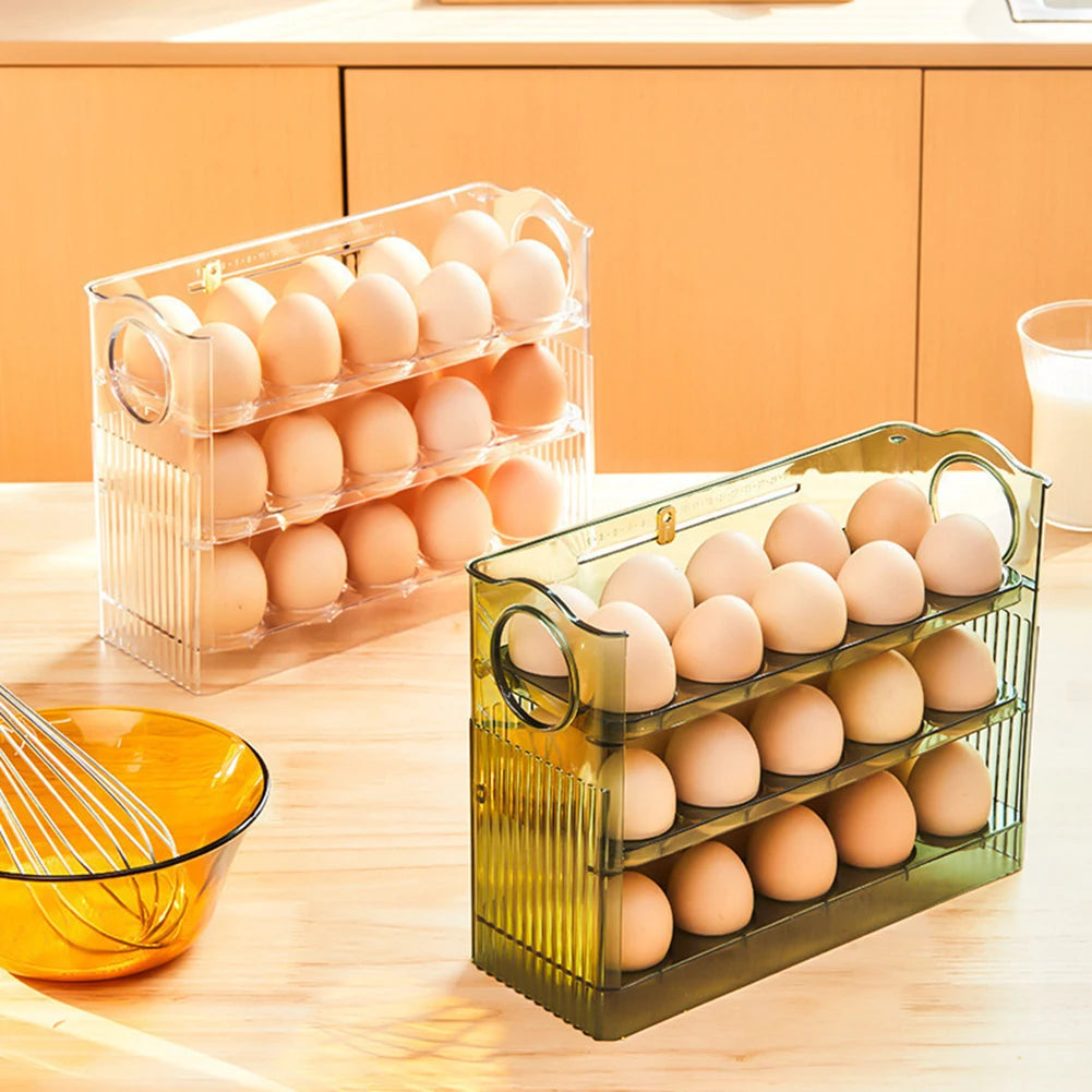 Kitchen Egg Holder,Large Capacity Egg Fridge Storage Box,Multi-Layer Egg Tray Organizer,Space Saving Fridges Egg Container