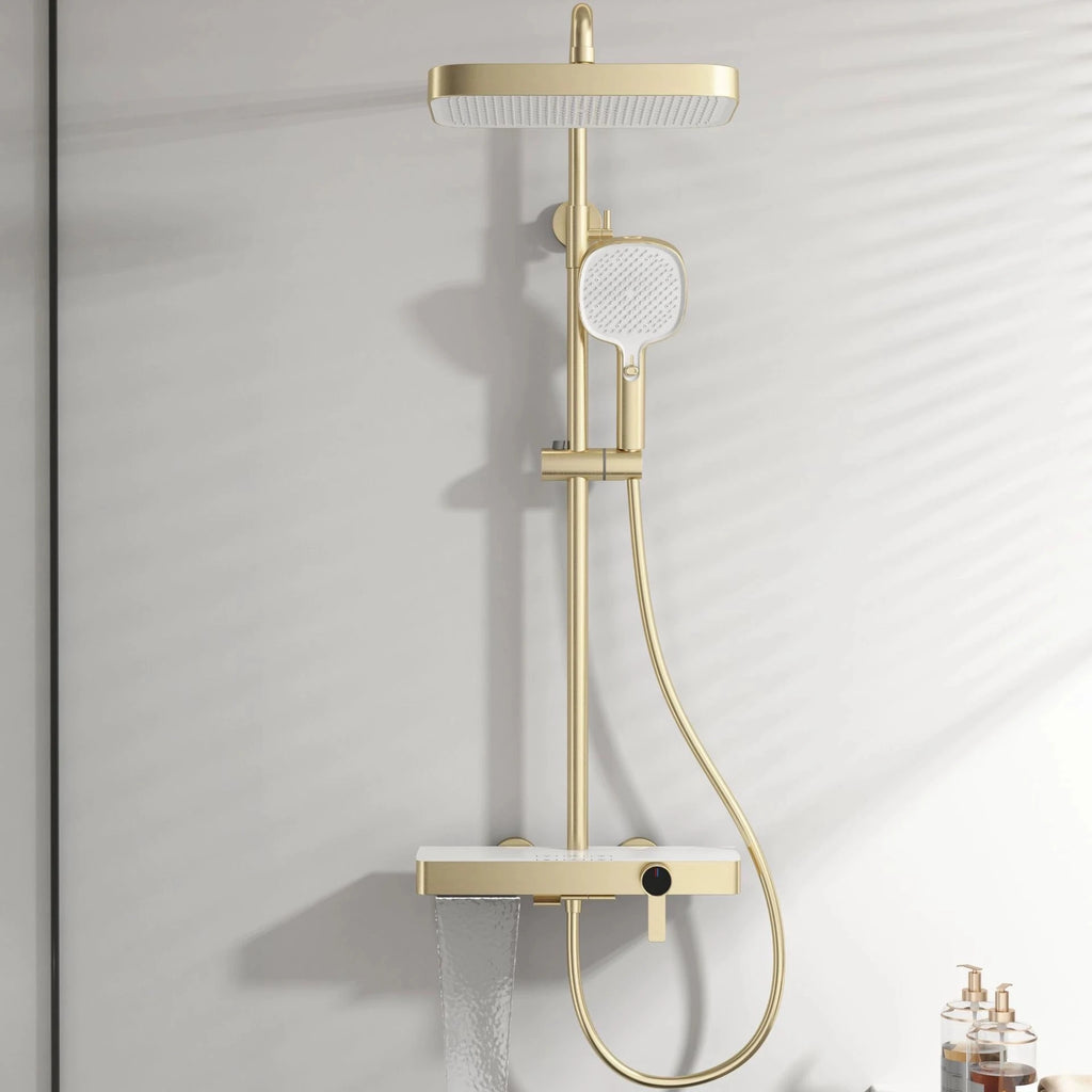 Newly Hot Cold Piano Bathroom Shower Set Quality Brass Bathroom Faucet Accessories Rain Shower Head Piano Bath Shower System