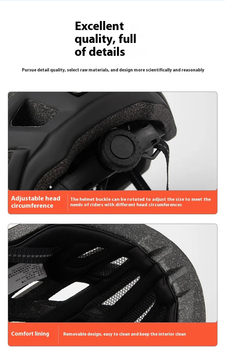 JEPOZRA Cycling Helmet Man Women LED Light Helmet Road Mountain Bike Helmet Bicycle Helmet Rechargeable Brim Design Helmet