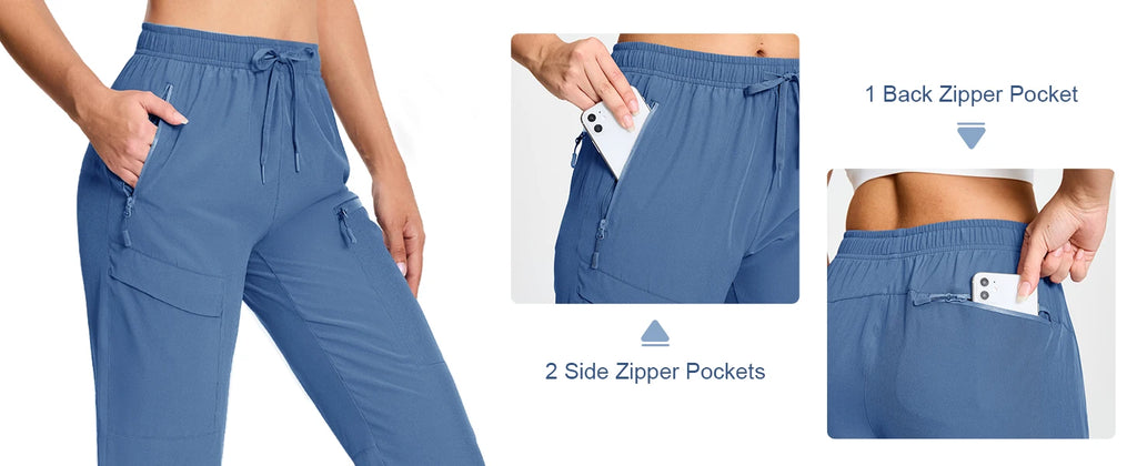 TACVASEN UPF50+ Quick Dry Capri Pants Womens Summer Hiking Cargo Pants 5 Pockets Waterproof Sun UV Protection Knee Length Shorts