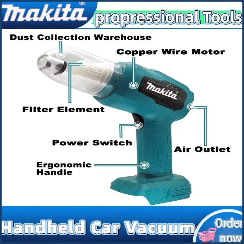 Makita  Mini Car Vacuum Cleaner Multifunction Handheld Rechargeable Power Tools  Dust Collect Tool