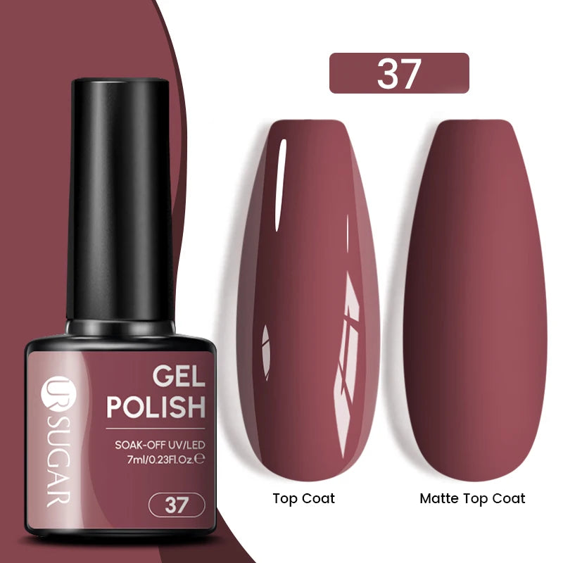 UR SUGAR 7ML Valentine’s Day Gel Nail Polish 107 Colors Classic Black Red Glitter Semi Permanent Autumn Soak Off UV Gel Varnish