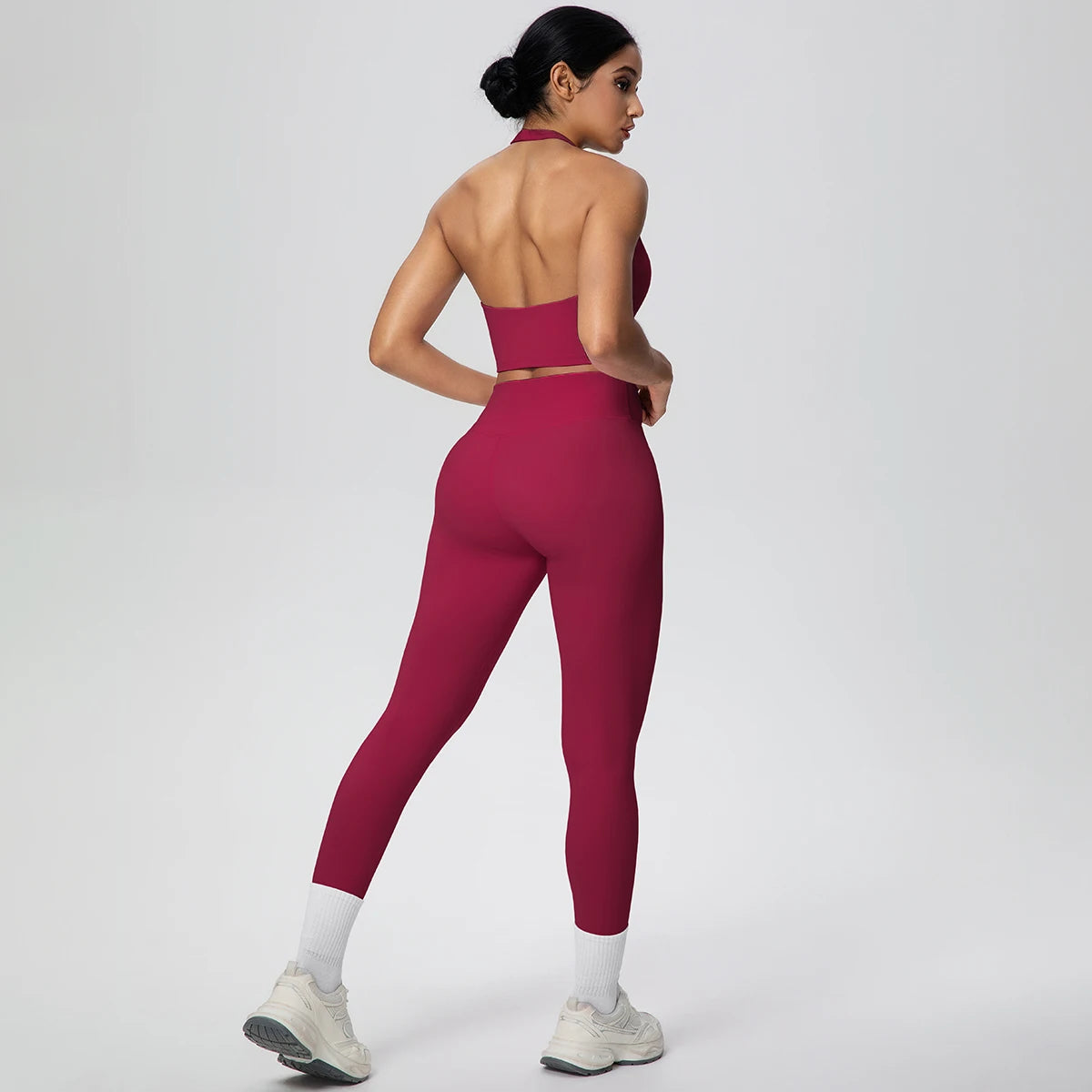 2PCS/set Yoga Set for Woman's Sexy Backless Halter Bra Sports Top Quick Drying Legging Summer Gym Fitness Pants Yoga Set