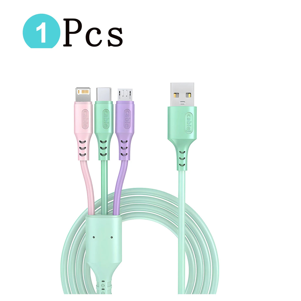 1/2PCS 3 In 1 Super Fast Charging Cable For iPhone15 14 13 12 11 X Pro Max Micro USB Type-C Phone Charger USBC Data Cable