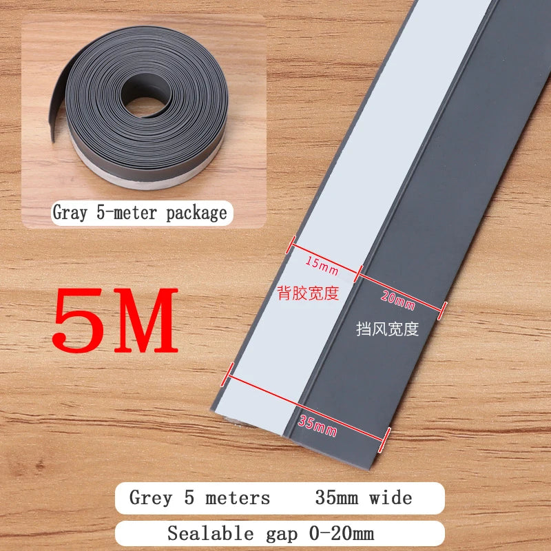 5M Shower Room Glass Door Sealing Strip Window Windproof Strip Warm Bathroom Door Lower Water Blocking Adhesive Strip