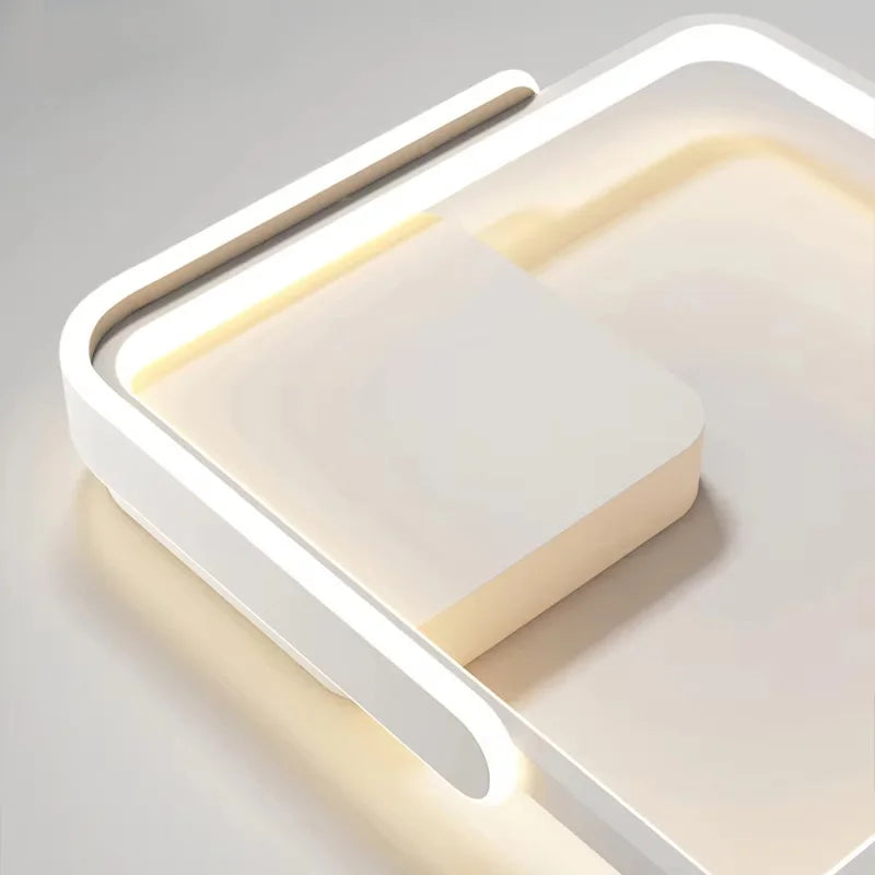 Modern Led Ceiling Light The Bedroom Black White Square Ring Lamp Living Room Study Nursery Indoor Lighting Fixture