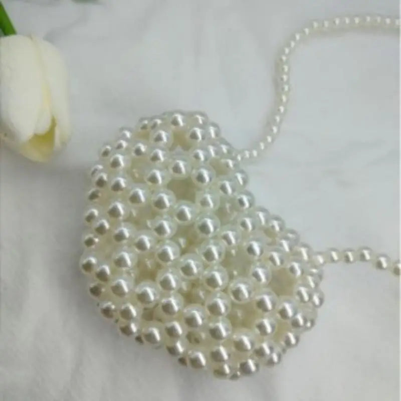 Pearl Beaded Heart Bag for Kids & Girls Sweet Love Shape Mini Fashion Handbag Cute Daily Accessory Gift Option