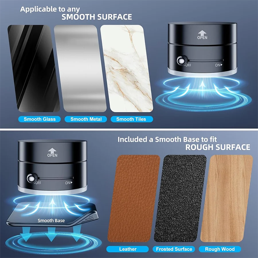 Upgraded A2 Vacuum Magnetic Phone Holder – N52 Strong Magnet, One-Button Exhaust, Strong Suction Cup for Smooth Surfaces