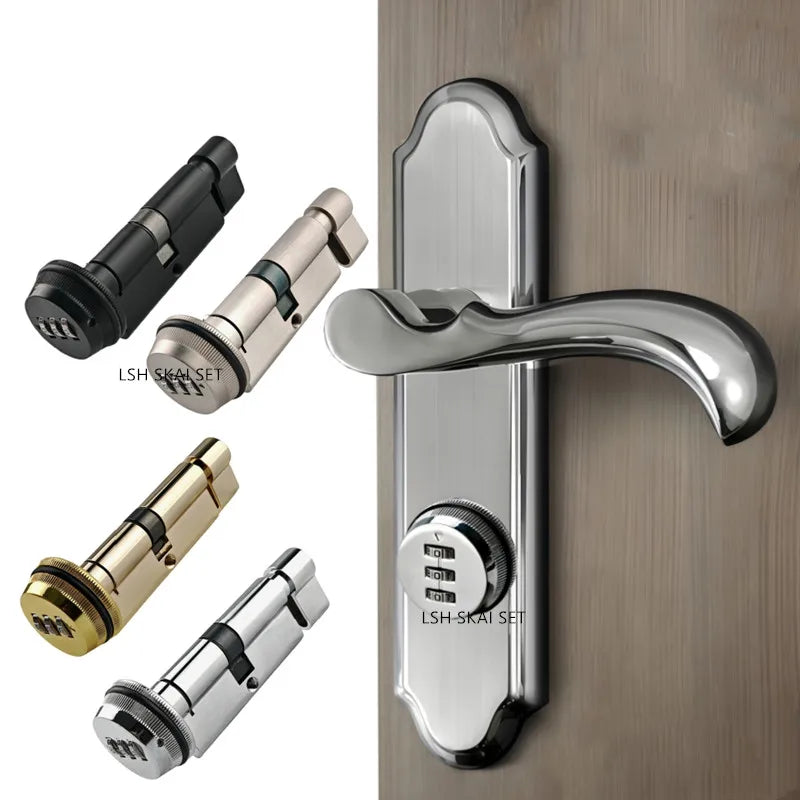 1Pc Digital Password Intelligent Keyless Lock Core Zinc Alloy Bedroom Door Lock Home Hardware Safety Anti-theft Door Accessories