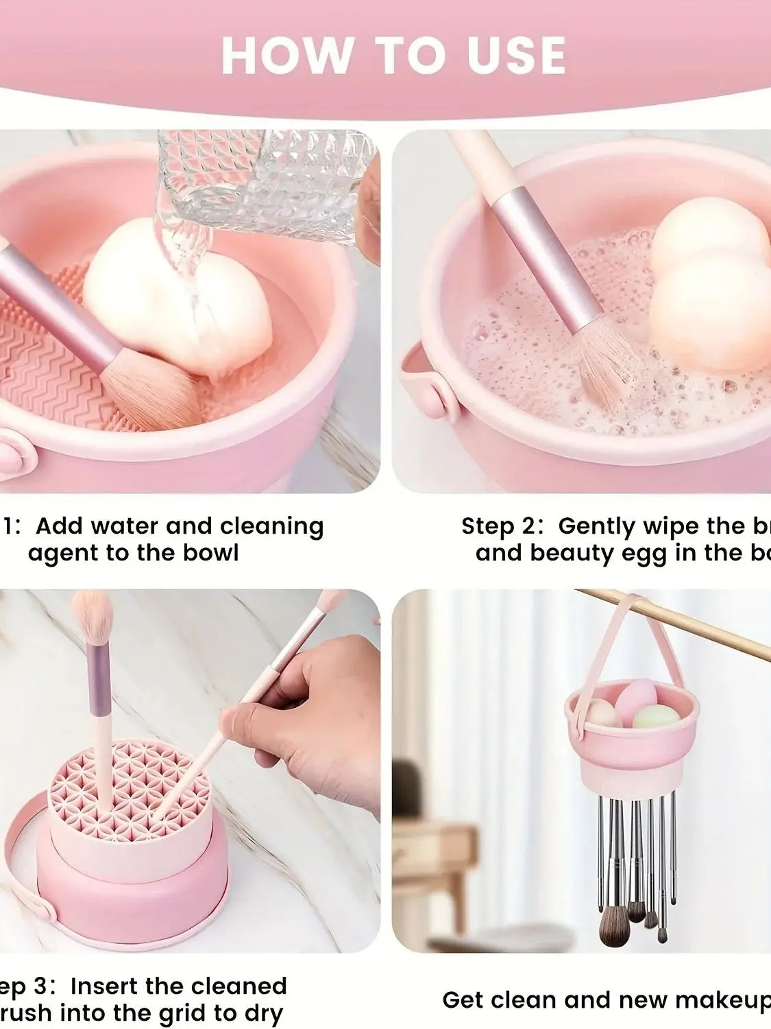 Silicone Makeup Brush Cleaning Bowl Tool Set - Powder Puff Washer and Sponge Storage Artifact for Efficient Makeup Tool Cleaning