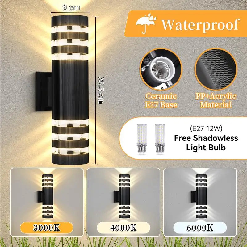 Outdoor LED Wall Lights  Replaceable Light Bulb E27 Waterproof Wall Lamp for Modern Home Interior Stairs Lighting Decoration