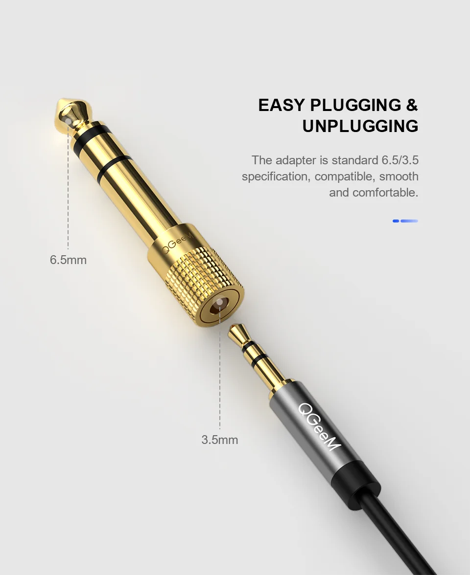 QGeeM Jack 6.5 6.35mm Male Plug to 3.5mm Female Connector Headphone Amplifier Audio Adapter Microphone AUX 6.3 3.5mm Converter