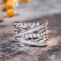CAOSHI Silver Color Cross Design Rings for Women Brilliant Cubic Zirconia Party Jewelry Elegant Accessories Daily Wearable Ring