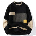 Mock Neck Knitted Sweater Men Women Autumn Winter Daily Casual Warm Knitting Pullovers Men's Fashion Patchwork Pullover Sweaters