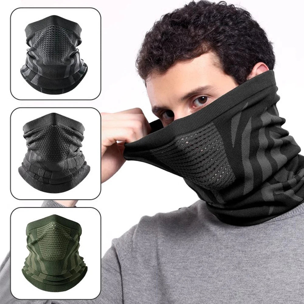 2Pcs/Set Unisex Winter Warm Skiing Mask Elastic Breathable Outdoor Sports Running Fishing Multi-Functional Neck Warmer Headscarf