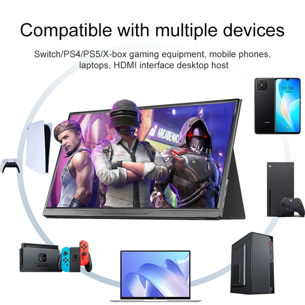 15.6inch Portable Monitor 120Hz/RGB100% /Touch Screen With VESA Hole Extended Display For Phone PC Loptop Xbox PS4/5 Switch